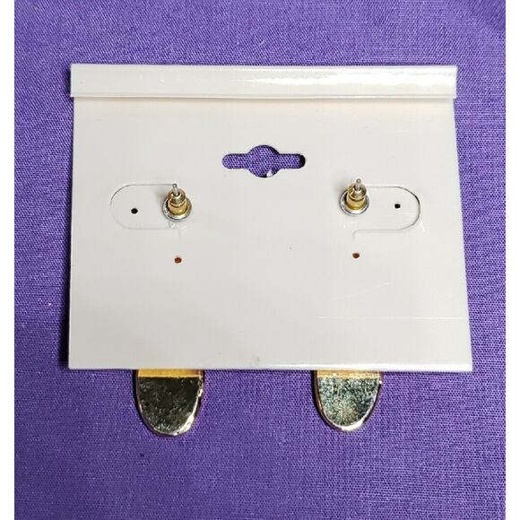 Courtney G Dangle Earrings, Gold Tone & Glitter Enamel, hypo allergenic, on card - Picture 9 of 9